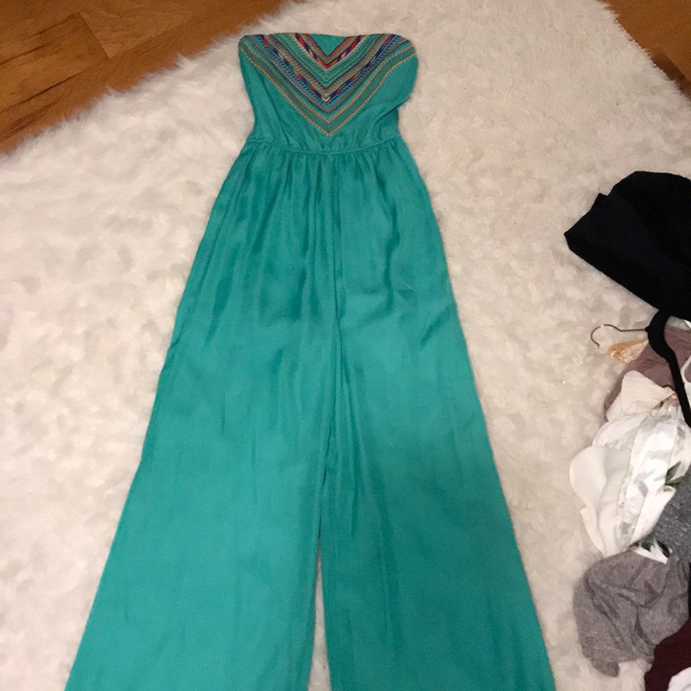 Sea green wide legged jumpsuit